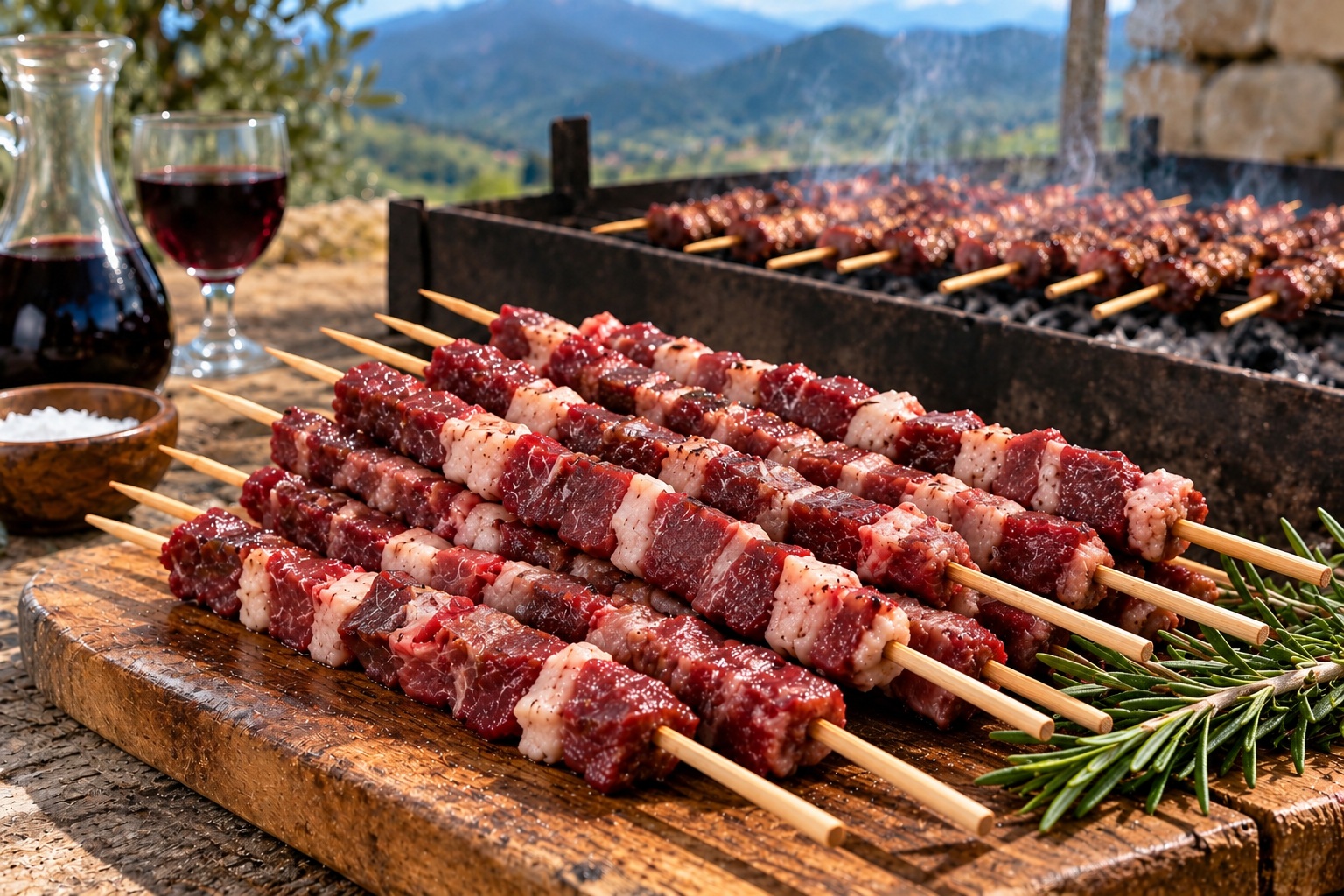 Arrosticini abruzzesi fatti a mano
